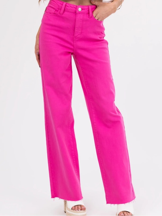 Judy Blue Denim - Judy Blue Hot Pink Wide Leg Jeans